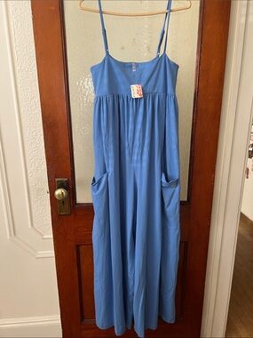 FP Movement by Free People Hotshot Periwinkle Blue Spaghetti Strap Jumpsuit